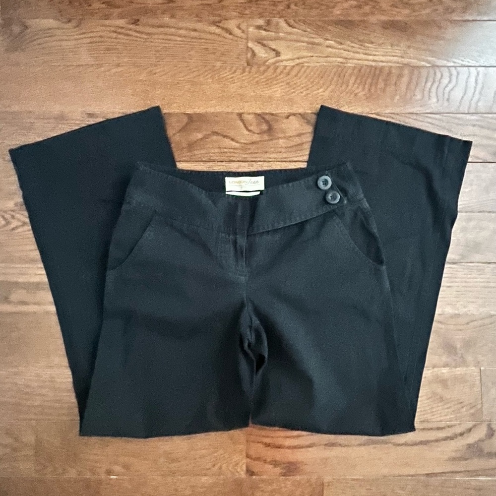 LONDONJEAN Black Wide Leg Chino Trousers